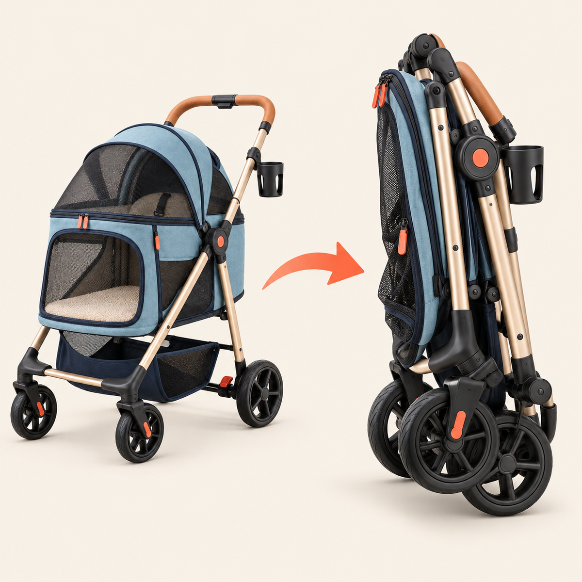 Pawmoriva® BreezeRide Foldable Pet Stroller 🐾