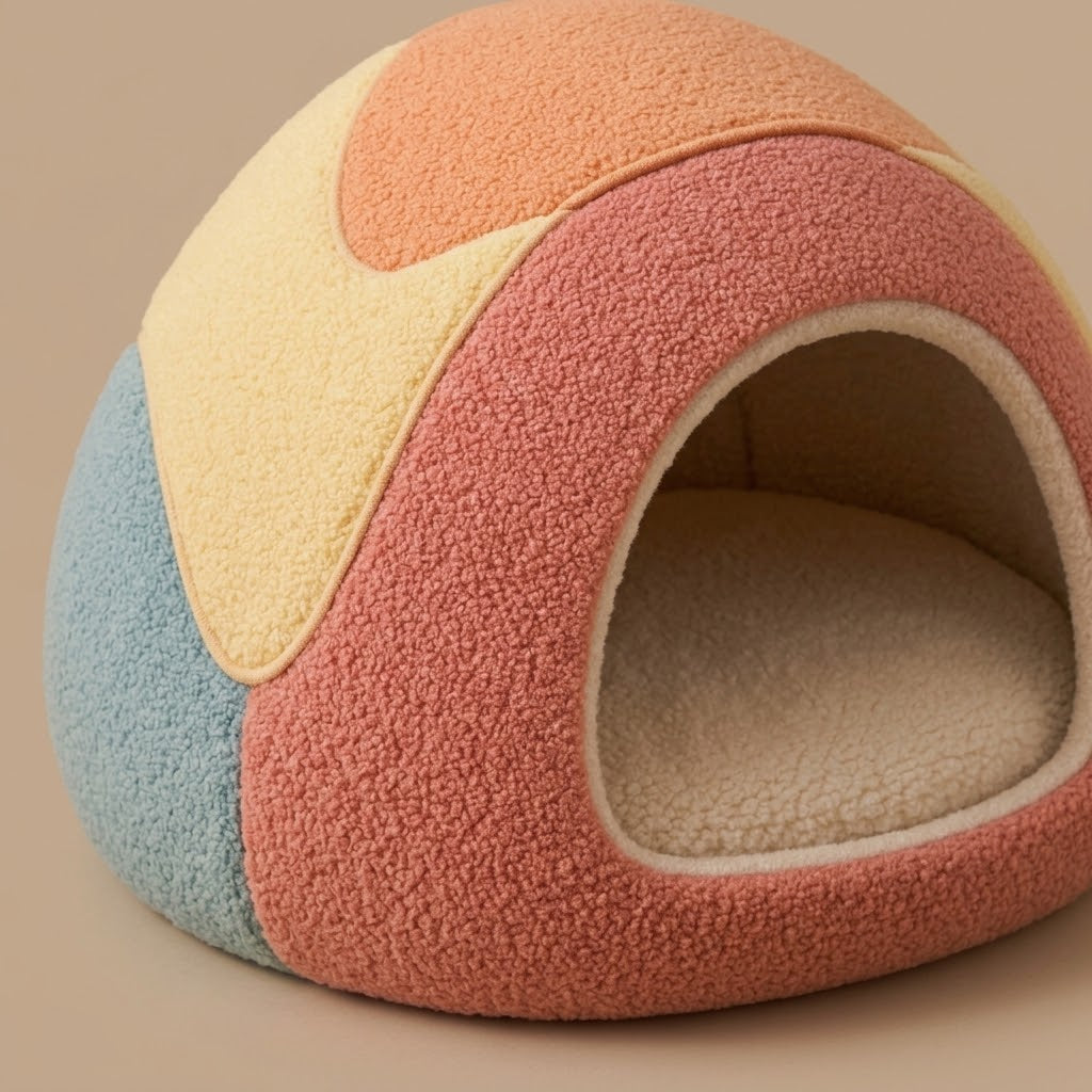 Pawmoriva® CozyNest Colorblock Cat Cave Bed 🐱🧡