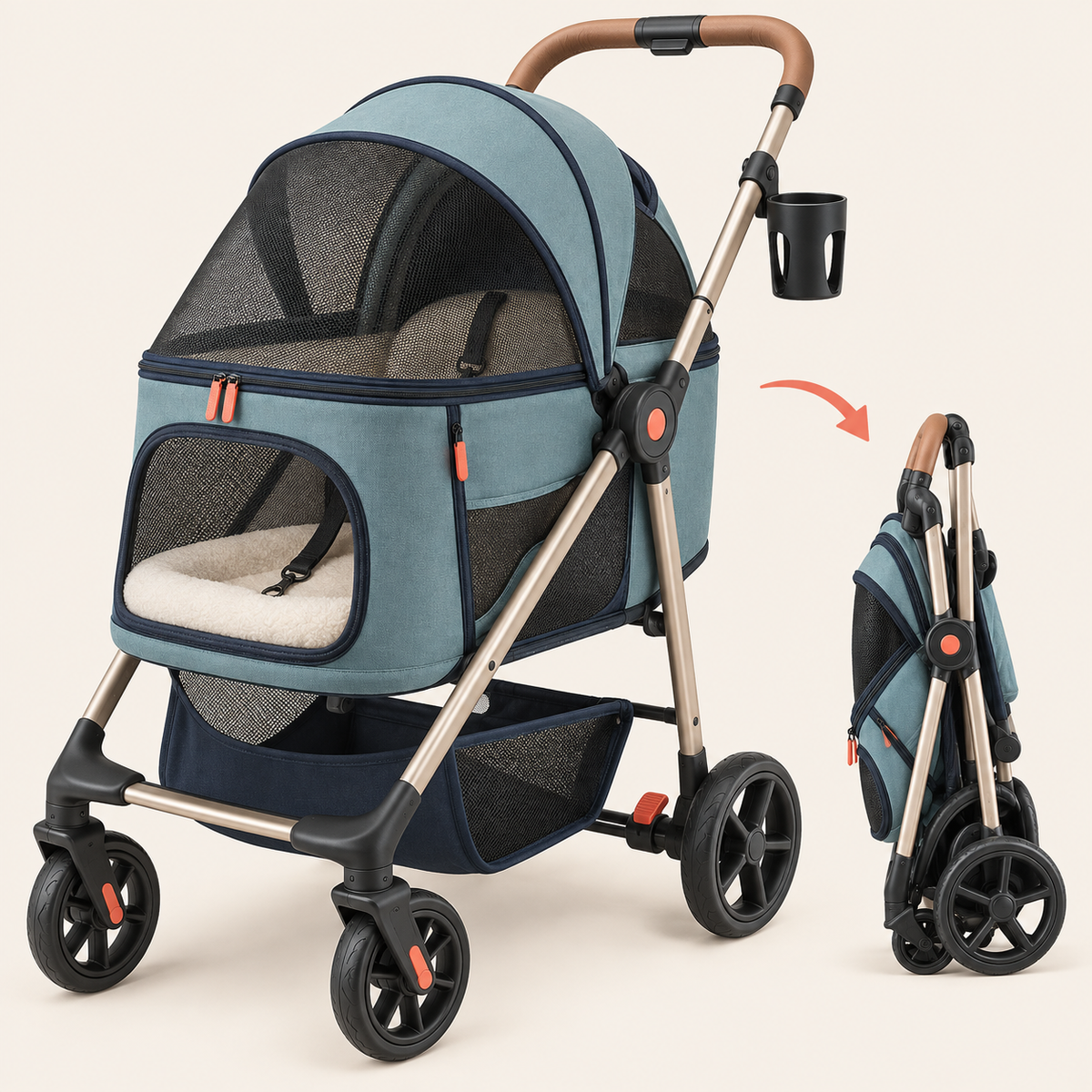 Pawmoriva® BreezeRide Foldable Pet Stroller 🐾