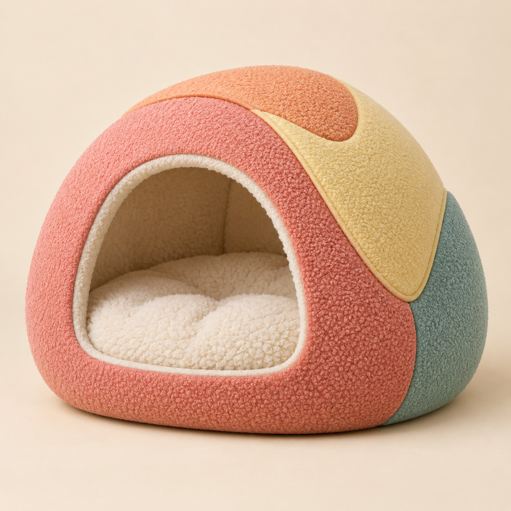 Pawmoriva® CozyNest Colorblock Cat Cave Bed 🐱🧡